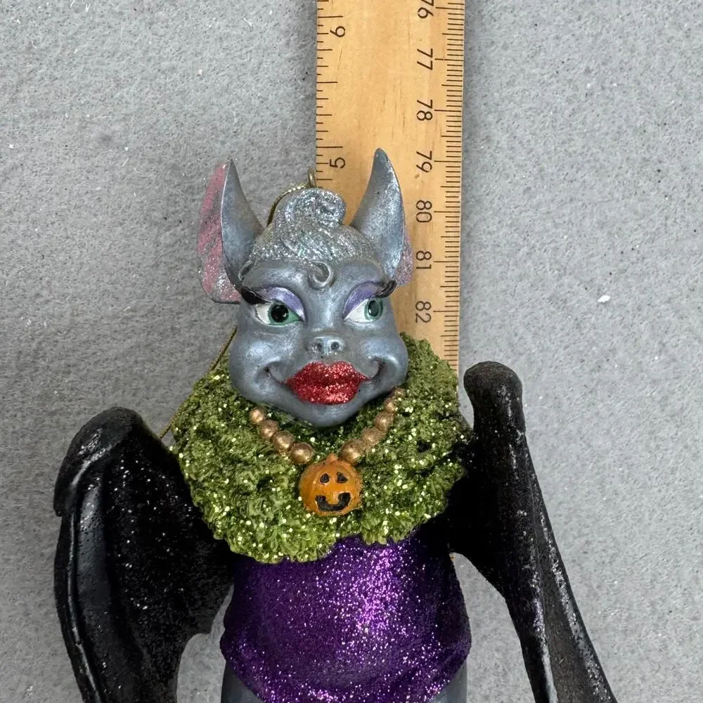 December Diamonds Vanessa Bat Ornament 2003 Gothic Halloween Repaired Wing VTG